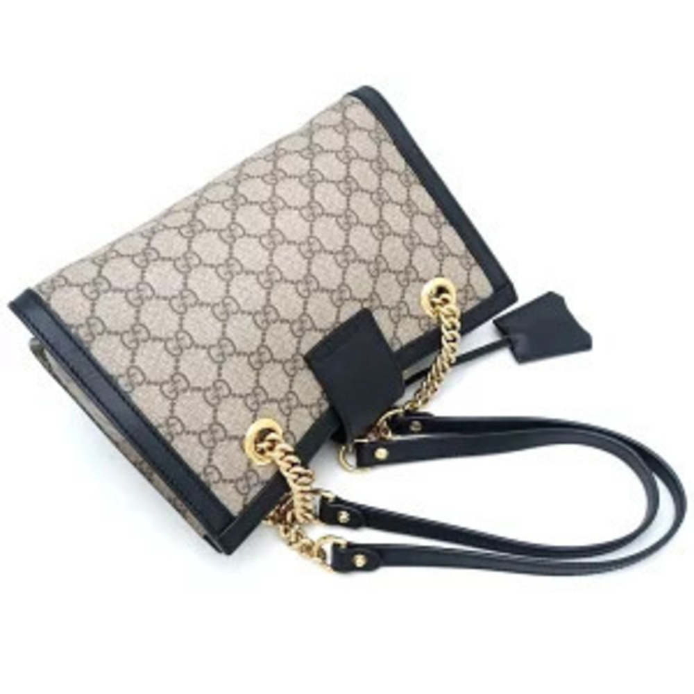Gucci Supreme Shoulder Ebony Collection Cruise Beige Leather Bag Canvas GG - Picture 3 of 9